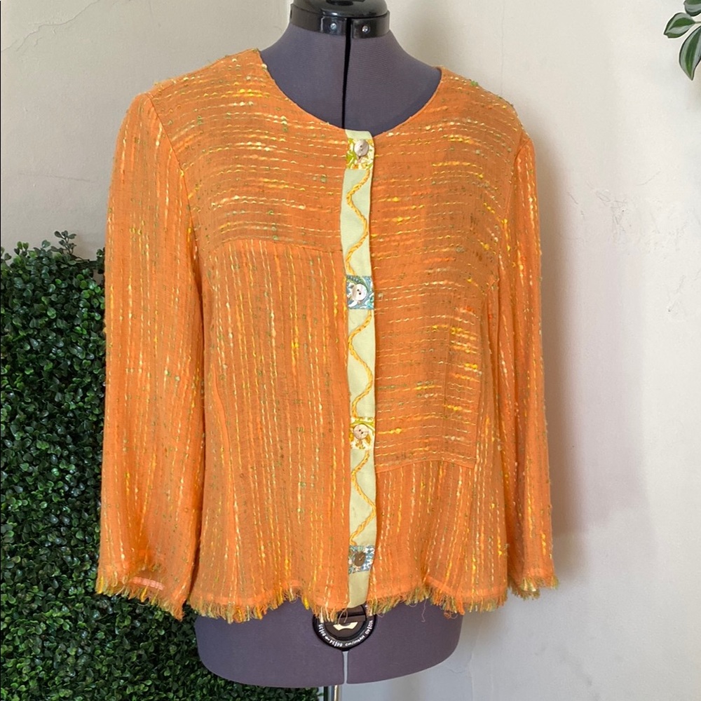 Canvas Backs Vibrant Orange Textured Top Sz Lg